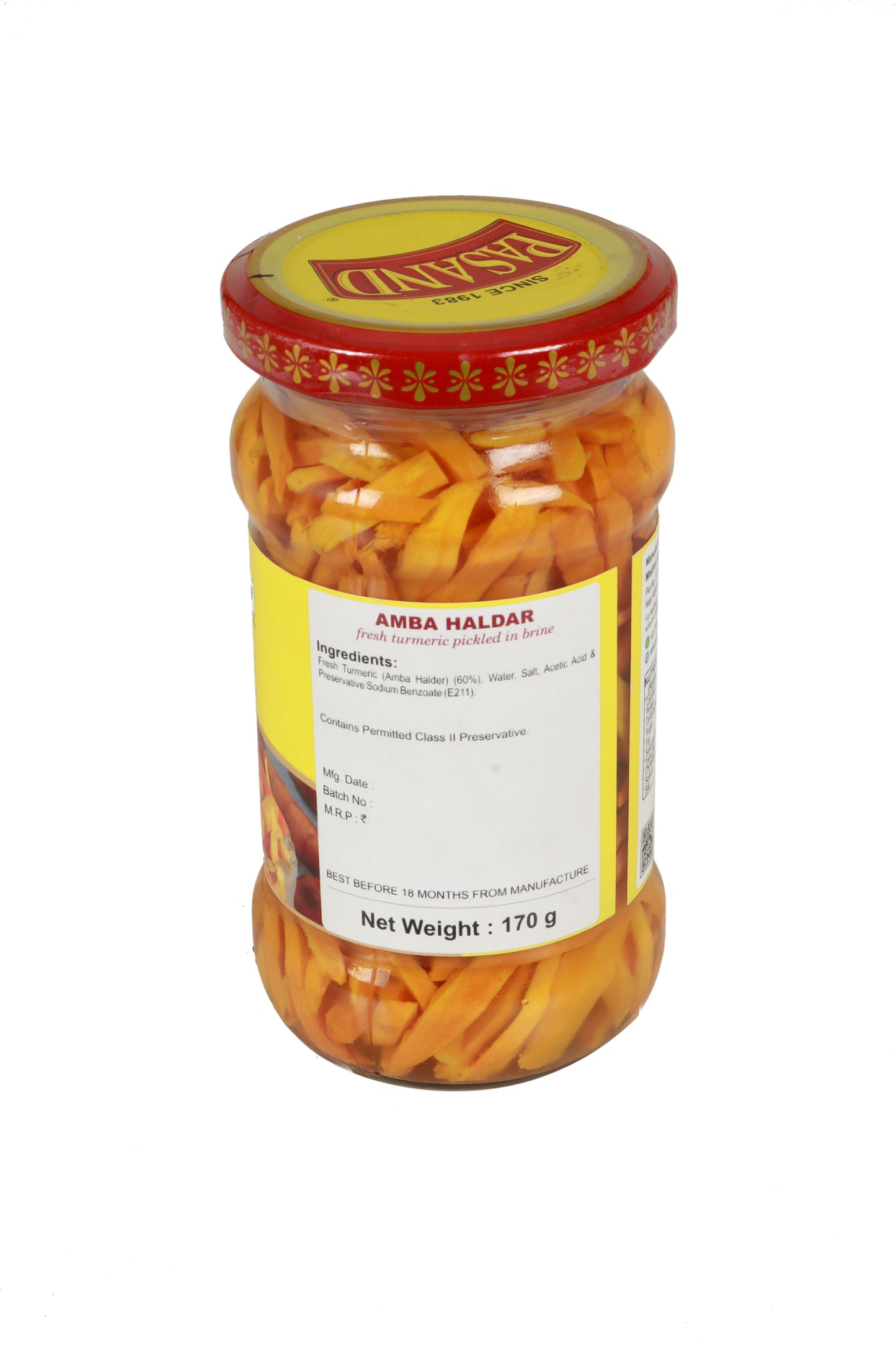 Amba Haldar (sliced turmeric pickled in brine)