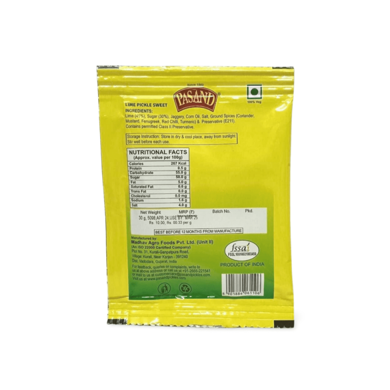Lemon Pickle – 30g * 10 Pouches (Sweet & Spicy)