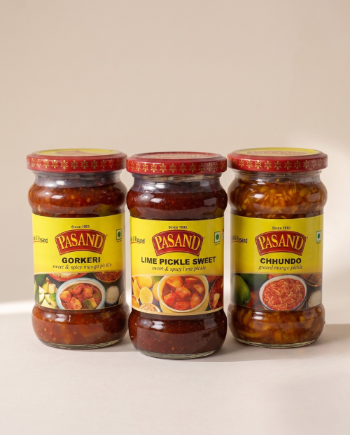 Sweet & Tangy Pickle Combo – Gorkeri, Chhundo & Sweet Lime