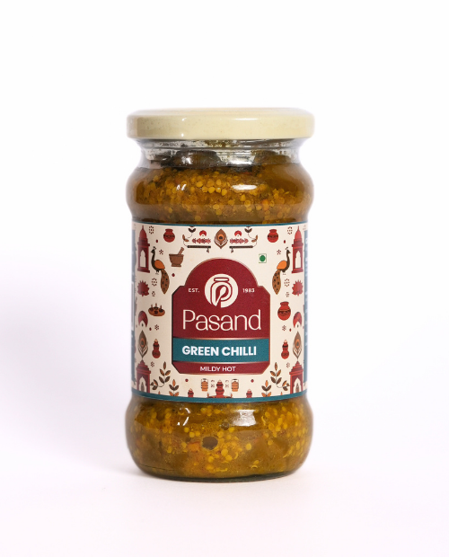 Green chilli pickle in Mustard (Hari Mirch ka Achaar)