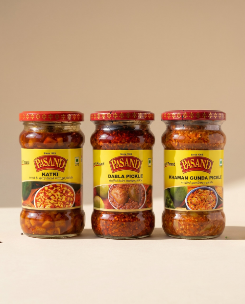 Traditional Pickle Trio – Dabla, Katki Keri & Gunda