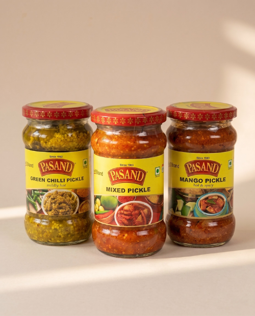Spicy Pickle Combo – Mango, Mixed & Green Chilli